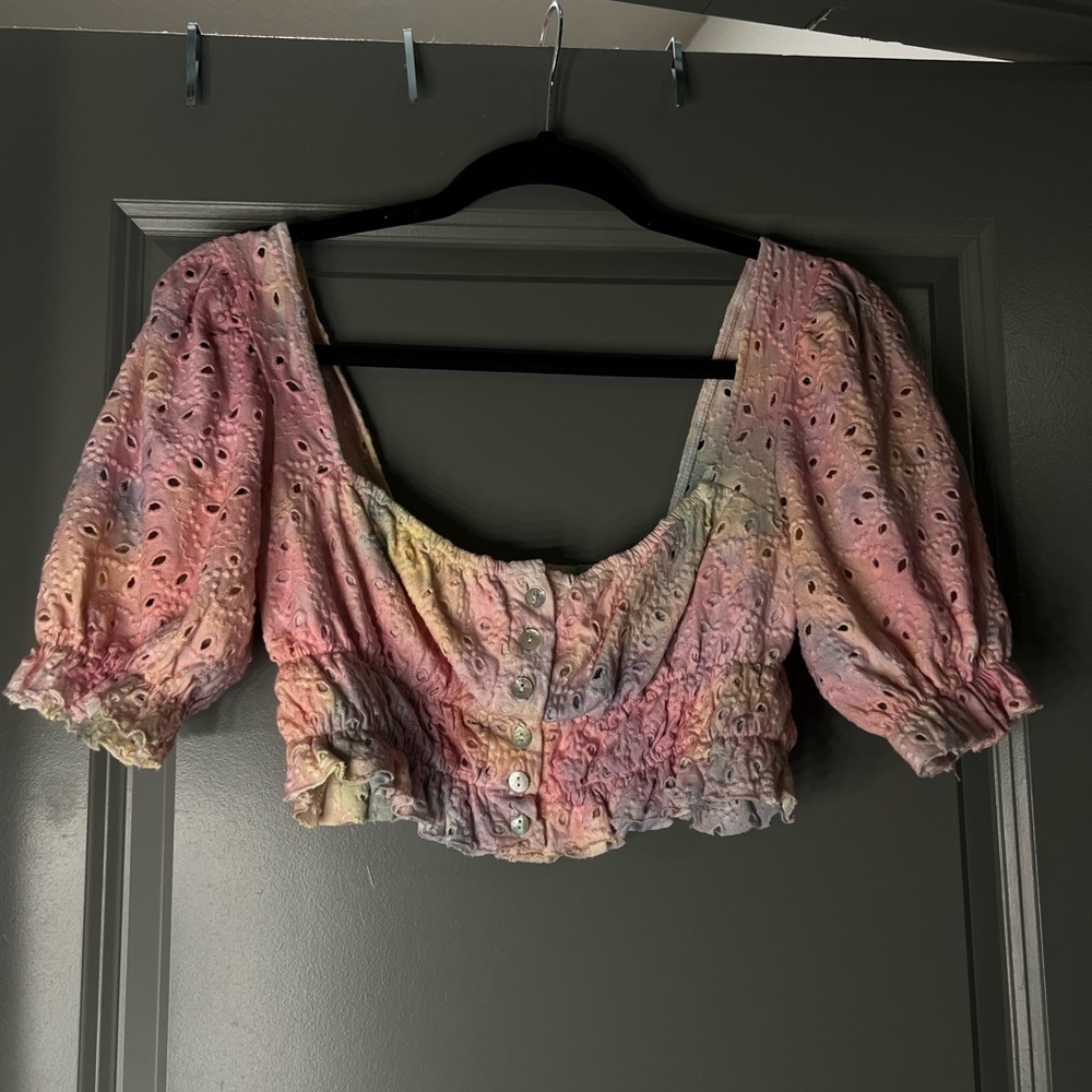 Urban outfitters super cropped rainbow blouse